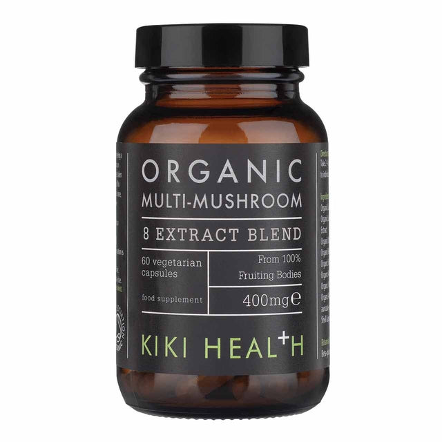 Kiki Health Organic Multi-Mushroom 8 Extract Blend, 60 Capsules