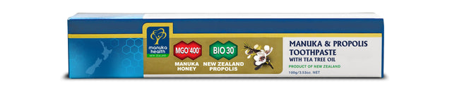 Manuka Health Propolis & MGO400 Manuka Honey Toothpaste with Tea Tree Oil, 100G