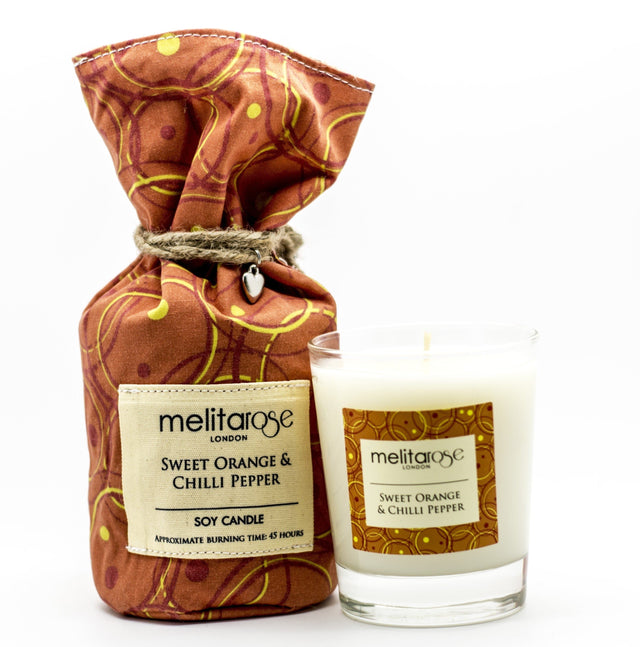 MelitaRose Sweet Orange And Chilli Pepper Soy Candle Jar, 190gr