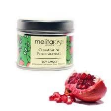 MelitaRose Champagne Pomegranate Soy Candle Tin, 160gr