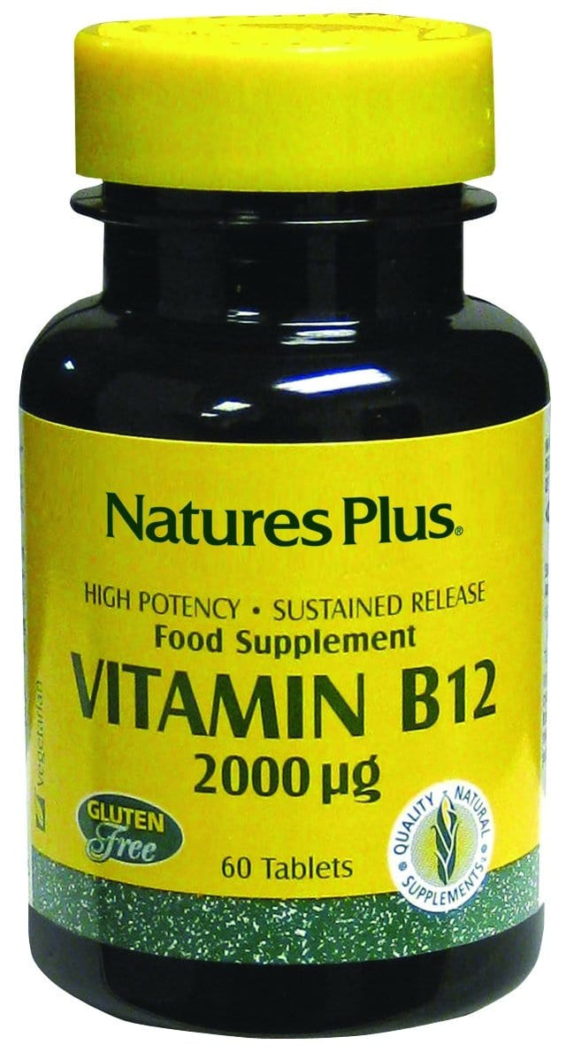 Nature's Plus Vitamin B-12 S/R, 2000mcg, 60 Tablets